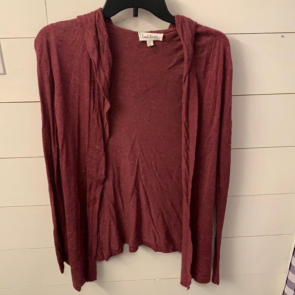 Large burgundy cardigan